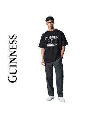 Guinness Dublin Graphic T Shirt Men Large Black Relaxed Fit New Without Tags